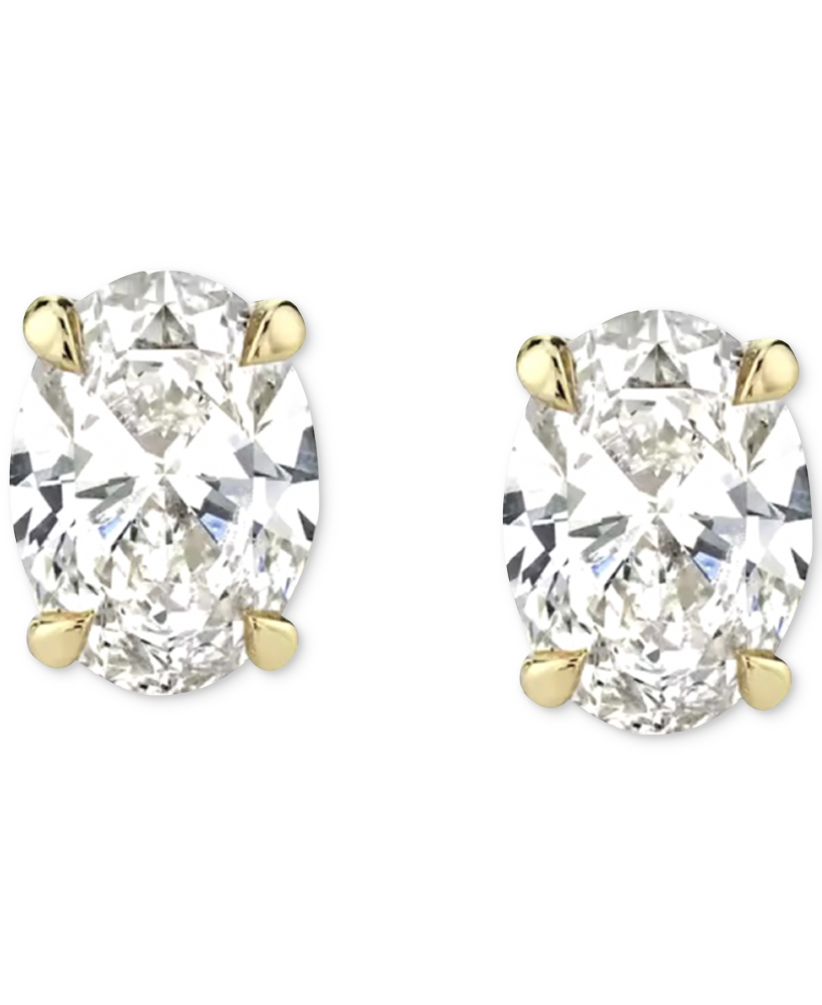 18k Gold-Plated Sterling Silver Cubic Zirconia Oval Stud Earrings - Gold