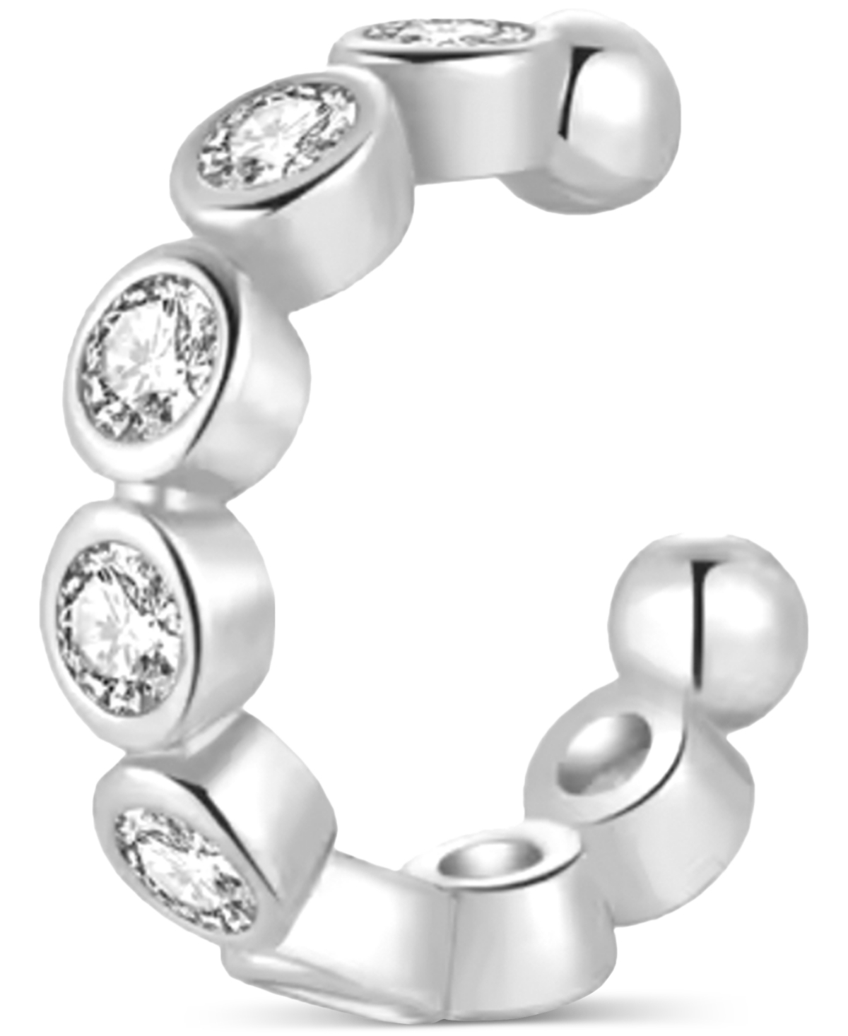 Cubic Zirconia Single Ear Cuff - Silver