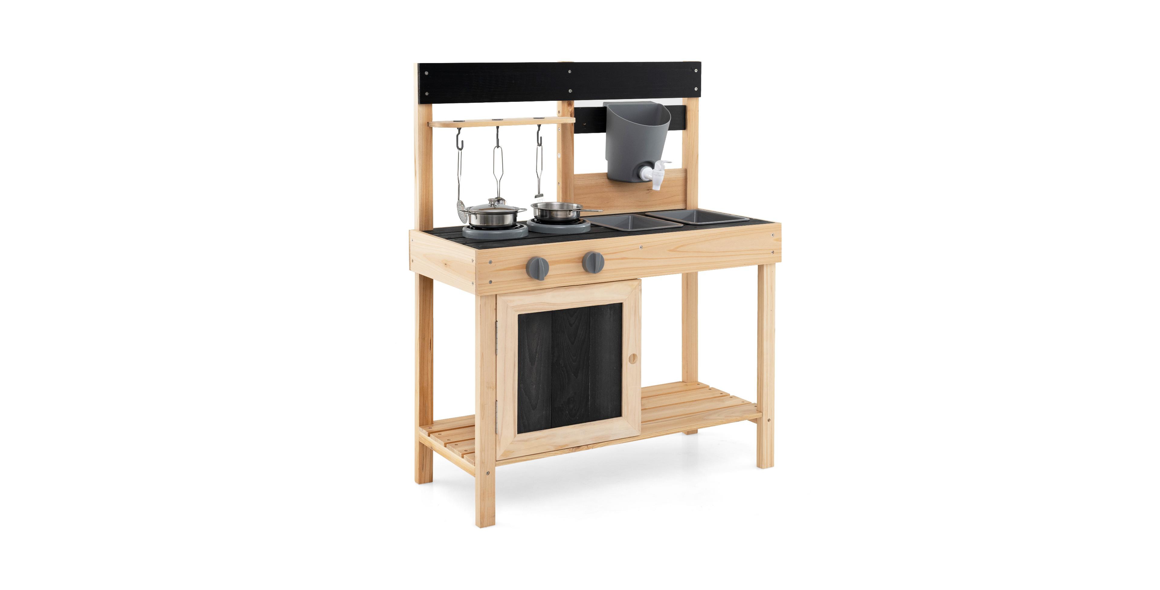 Mud Kitchen Playset for Kids Outdoor Play Kitchen with 2 Removable Sinks