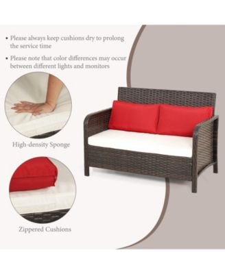 2 Pieces Cushioned Patio Rattan Furniture Set