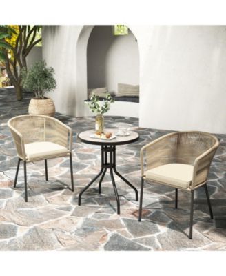 Patio Chairs Set of 4 with Curved Backrest and Seat Cushion for Patio
