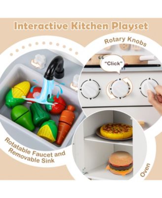Kids Kitchen Playset with Cooking Accessories & Storage Interactive Toy for Toddlers