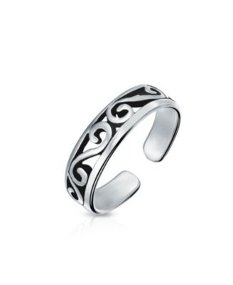 Open Spiral Celtic Scroll Wide Midi Toe Ring in Oxidized Sterling