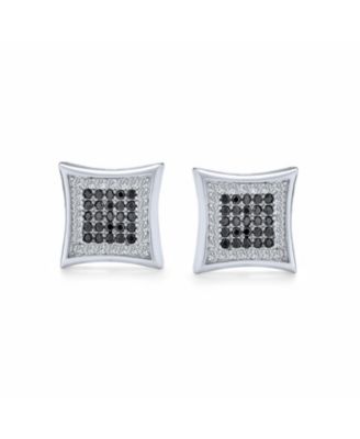Contemporary 12MM Black & White CZ Stud Earrings in Sterling Silver