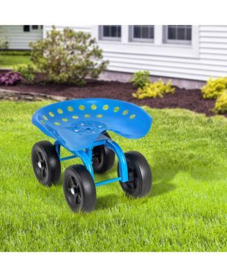 Rolling Garden Cart Heavy Duty Workseat with 360° Swivel Seat & Adjustable Height