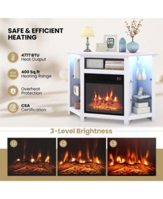 Fireplace Corner TV Stand with LED Lights and Smart APP Control for TV