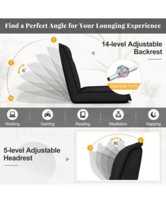 Folding Floor Chair Convertible Lazy Chair with 14-Position Adjustable Backrest