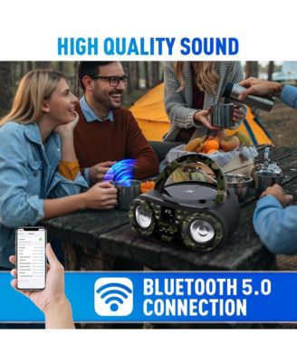 Portable CD Player Boombox with AM/FM Stereo and Bluetooth