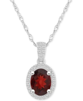 Lab-Created Emerald (1 ct. t.w.) & Lab Created White Sapphire (1/6 ct. t.w.) Oval Pendant Necklace in 10k White Gold