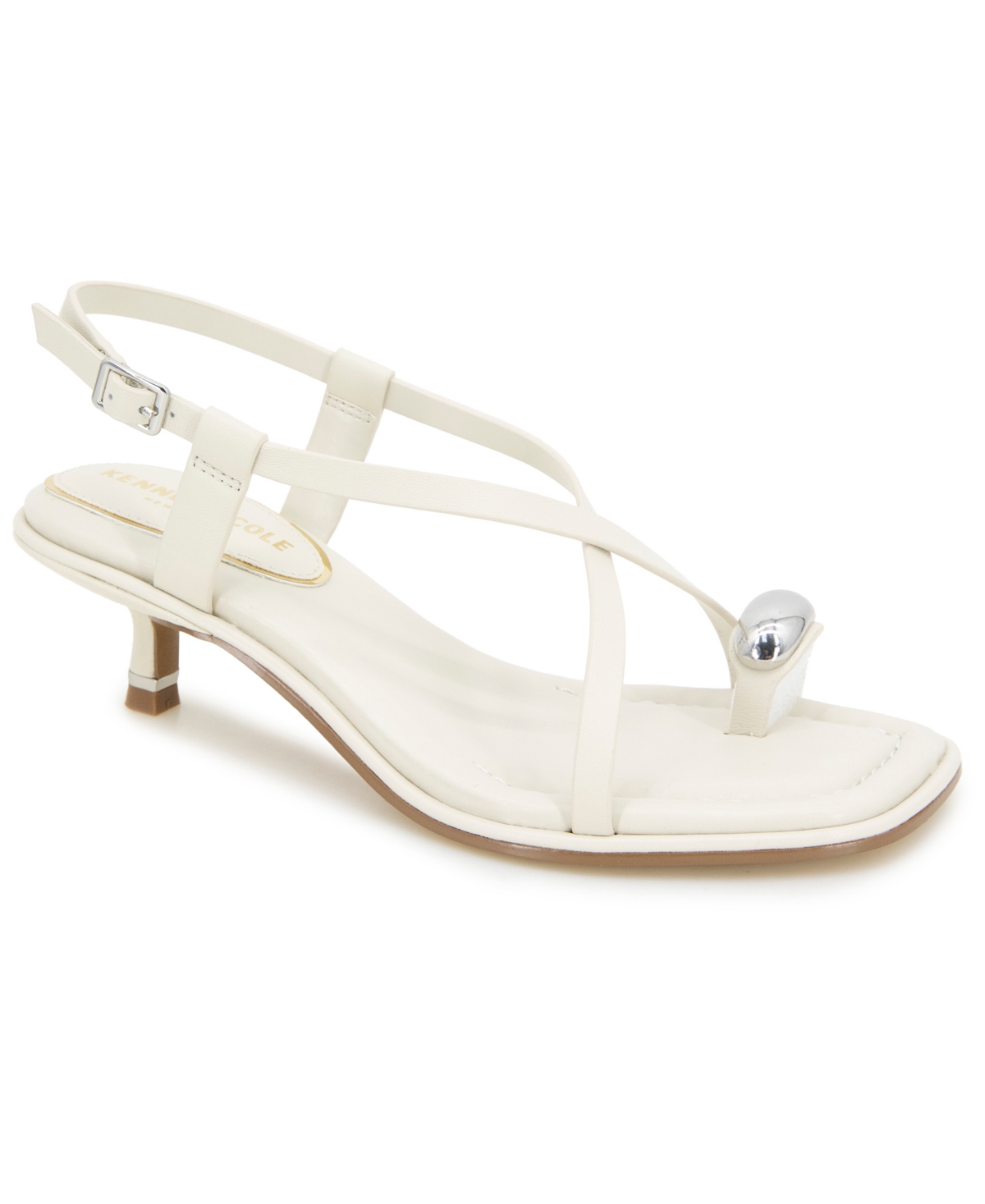 Kenneth Cole New York Women's Geala Square Toe Dress Sandals In Cream Leather
