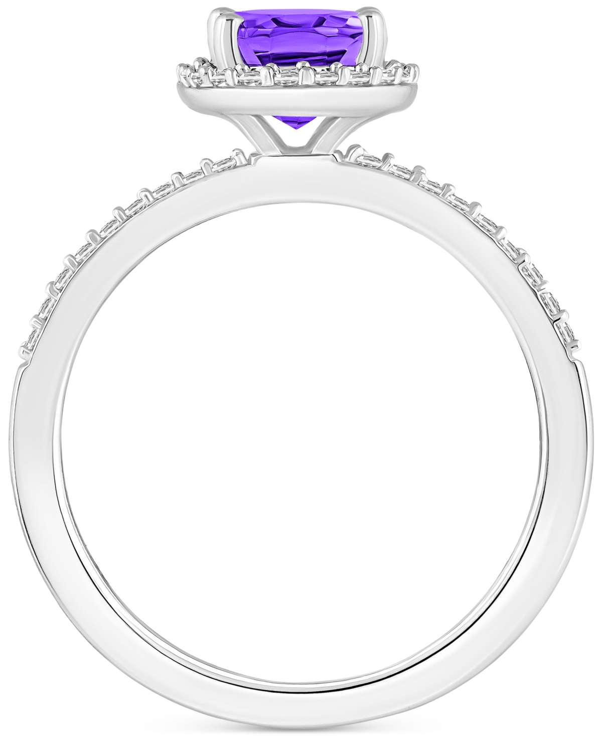 MACY'S BLUE TOPAZ (1-3/5 CT. T.W.) & LAB CREATED WHITE SAPPHIRE (1/5 CT. T.W.) OVAL HALO RING IN 10K WHITE  