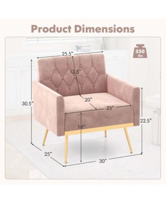 1 Count Modern Velvet Accent Chair with Button Tufted Back Golden Metal Legs & Foot Pads