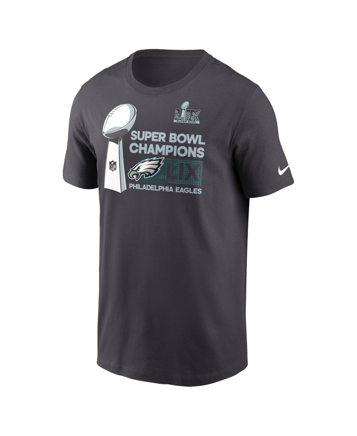 Nike Men's Anthracite Philadelphia Eagles Super Bowl Lix Champions Tall Locker Room Trophy Collection T-s In Blue