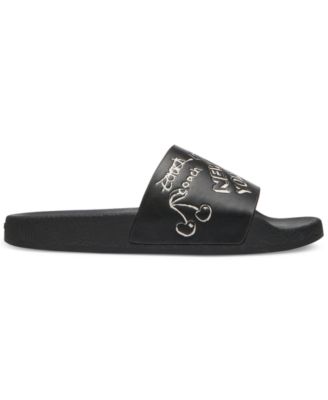 Udele Sketch Print Leather Slide Sandals