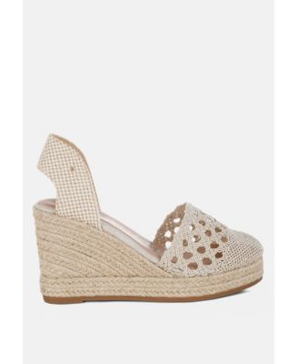 Womens Sea Breeze Woven Lace-Up Espadrille Wedges