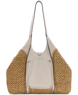 Santorini Medium Woven Straw Satchel Handbag
