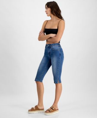 Juniors' Seam Front High-Rise Capri Jeans 
