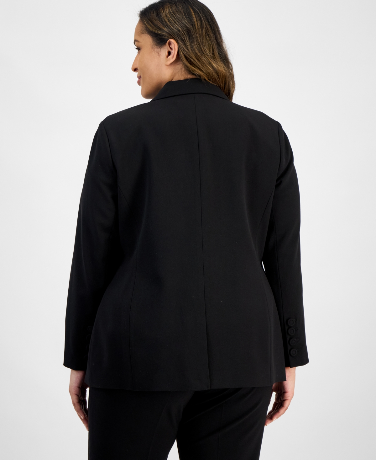 Tahari Asl Plus Size Peak-lapel Open-front Jacket In Black