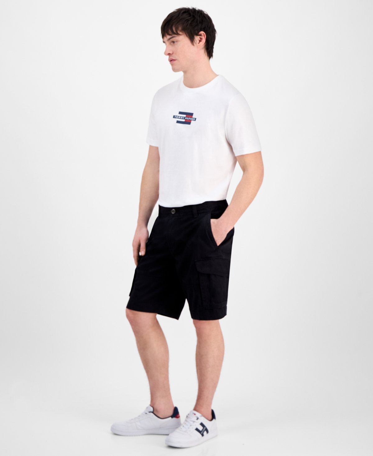 TOMMY HILFIGER MEN'S ESSENTIAL 10" SOLID CARGO SHORTS 