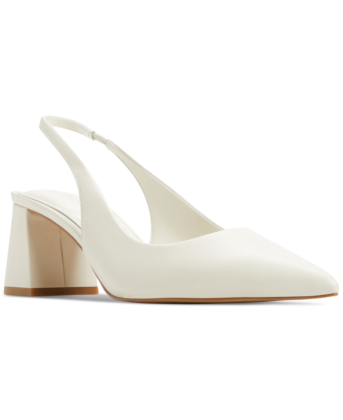 Shop Aldo Women's Uliana Pointed-toe Slingback Block-heel Pumps In White,bone