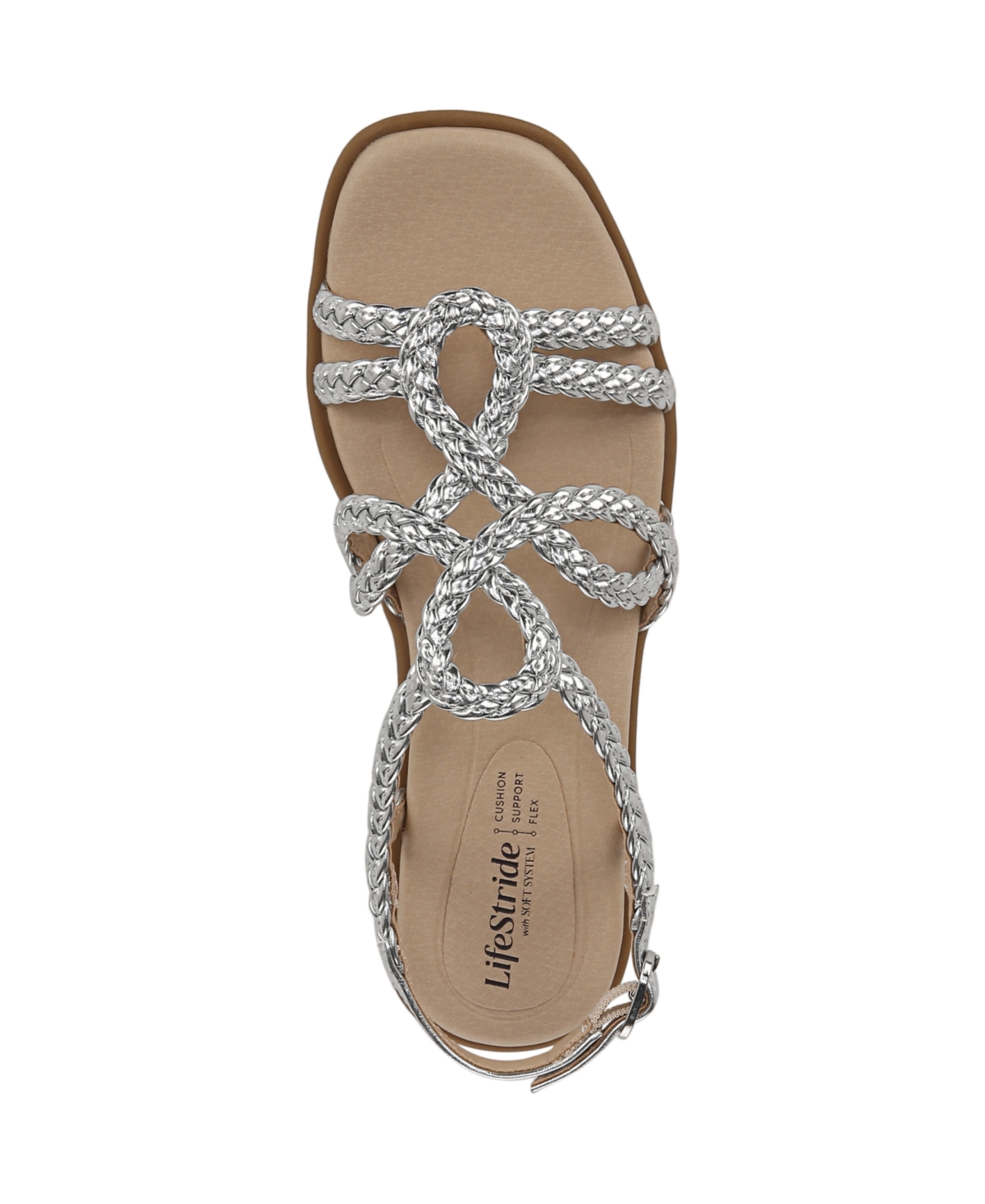 Shop Lifestride Women's Reagan Open Square Toe Strappy Slingback Sandals In Silver Faux Leather