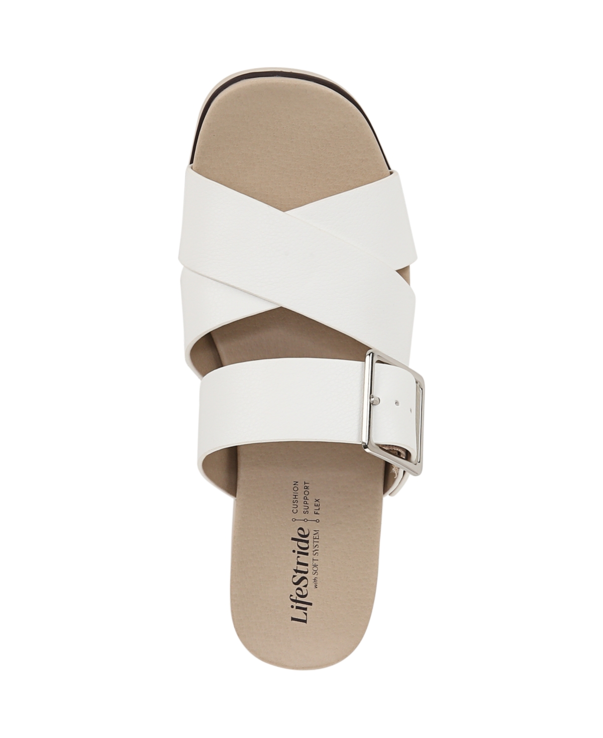 Shop Lifestride Women's Getaway Open Square Toe Platform Slide Sandals In Bright White Faux Leather