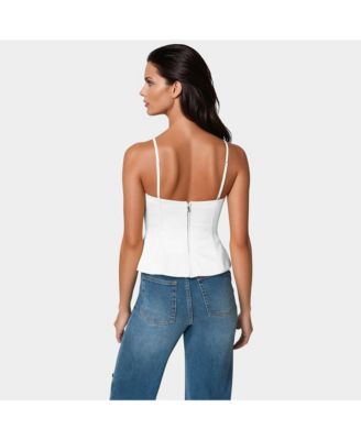 Women's Satin Rhinestone Bow Strap Corset