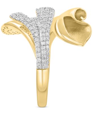 EFFY&reg; Diamond Pav&eacute; Lily Inspired Bypass Ring (3/8 ct. t.w.) in 14k Gold
