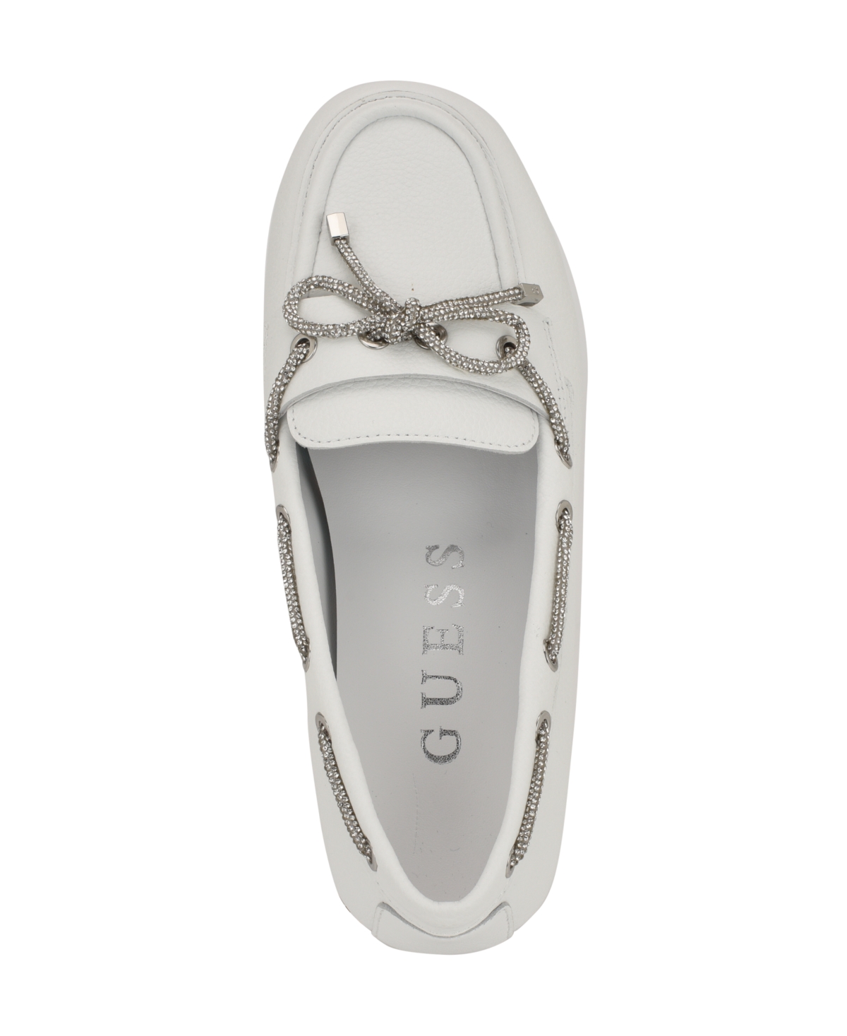 Guess Lavonta Boat Shoe In White Leather