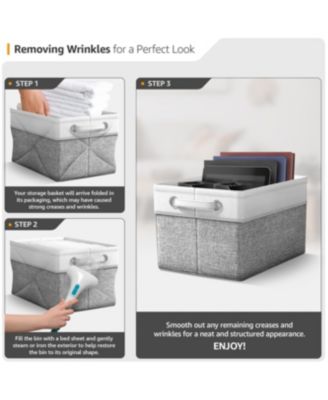 3 Pack 15 inch Collapsible Storage Bins with Handles - Perfect for Home Storage & Organization