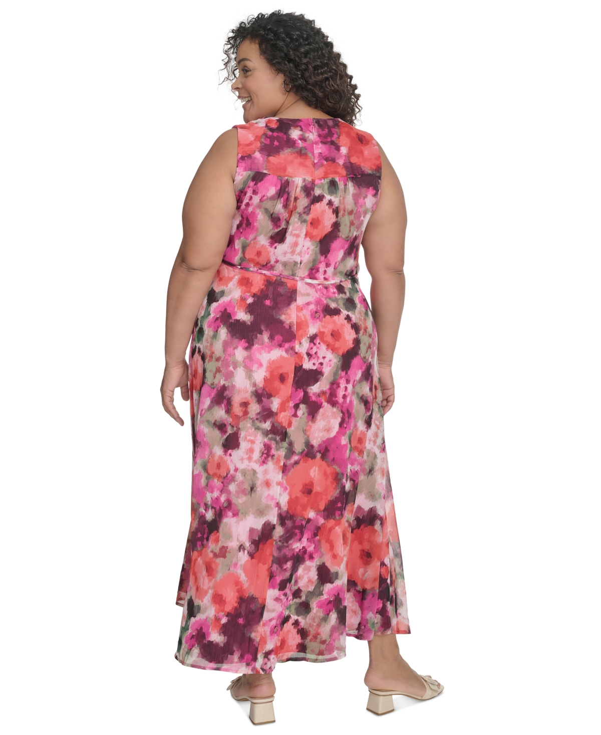 Calvin Klein Plus Size Floral-print Maxi Dress In Hibiscus Multi