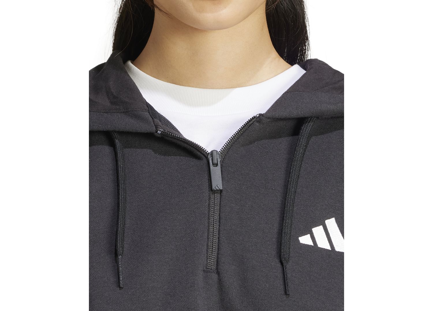 Women's Essentials 3-Stripes French Terry Quarter-Zip Hoodie