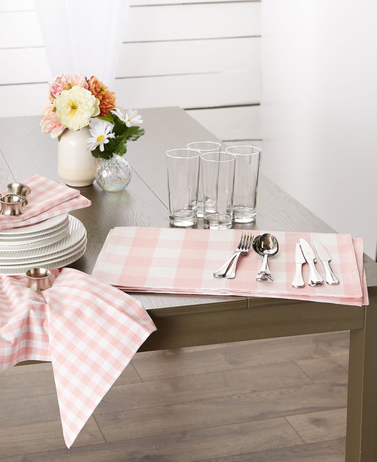 Design Imports Pink Buffalo Check Placemat, Set Of 4 In Pink