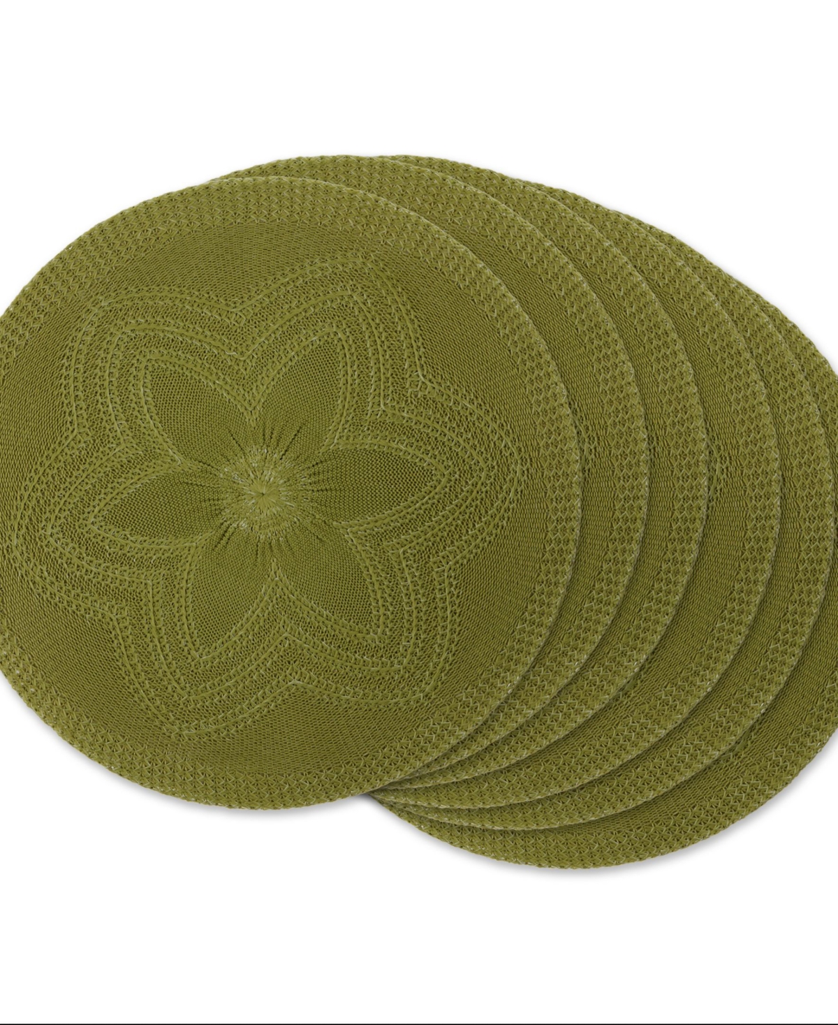 Design Imports Floral Woven Round Placemat, Set Of 6 In Antique Green