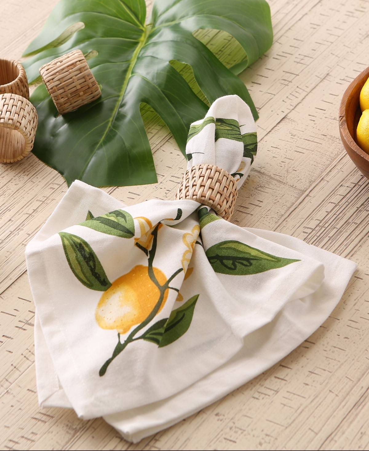 Design Imports Rattan Napkin Ring, Set Of 6 In Rattan