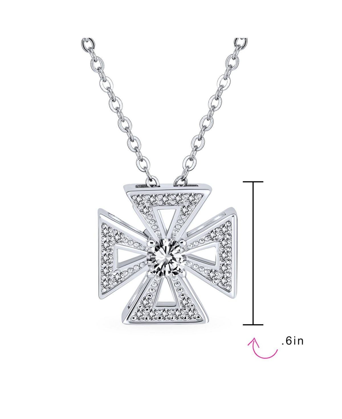 Bling Jewelry Pave Cz Masonic Knight Templar Cross Pendant Necklace Sterling Silver