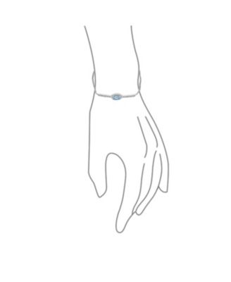 Spiritual Protection Pave CZ Halo Blue Evil Eye Charm Bolo Style Bracelet