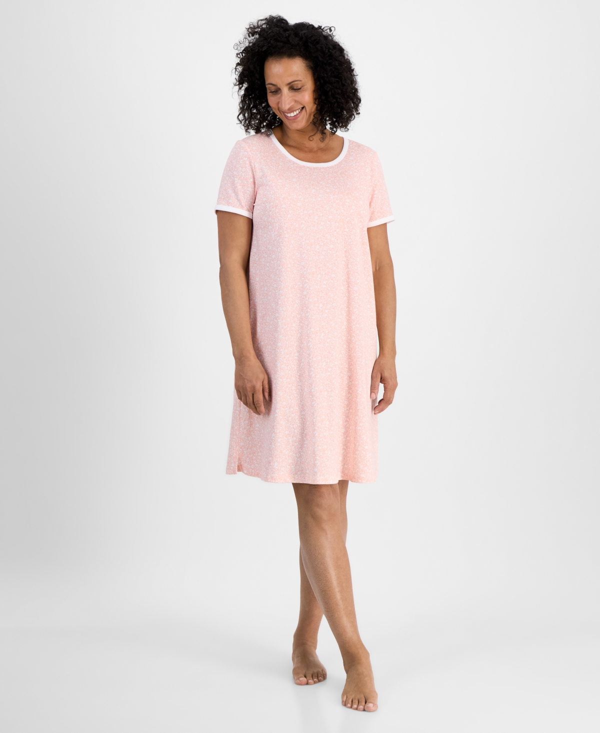 Women's Printed Short-Sleeve Sleepshirt, Exclusively at Macy's - Spring Garden