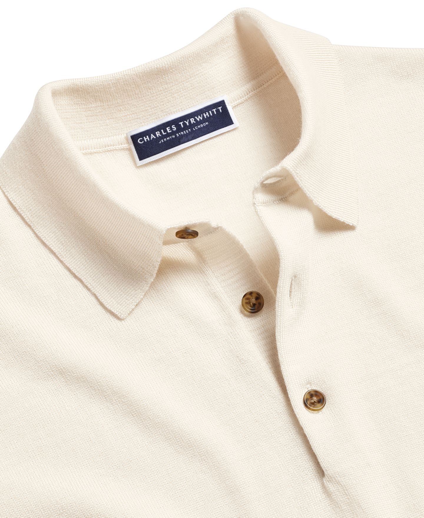 Мужской свитер Charles Tyrwhitt Merino Wool Polo Sweater, цвет: Кремовый — фото 4