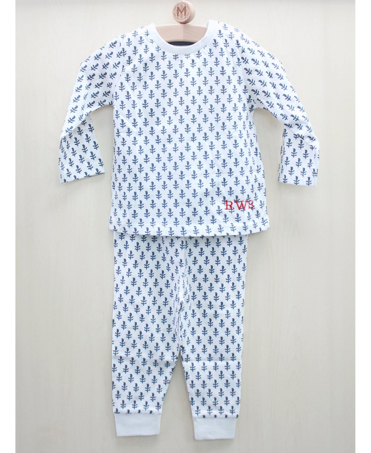 Malabar Baby Little Boys Organic Cotton 2PC Pajama Set, Fort (Blue & White)