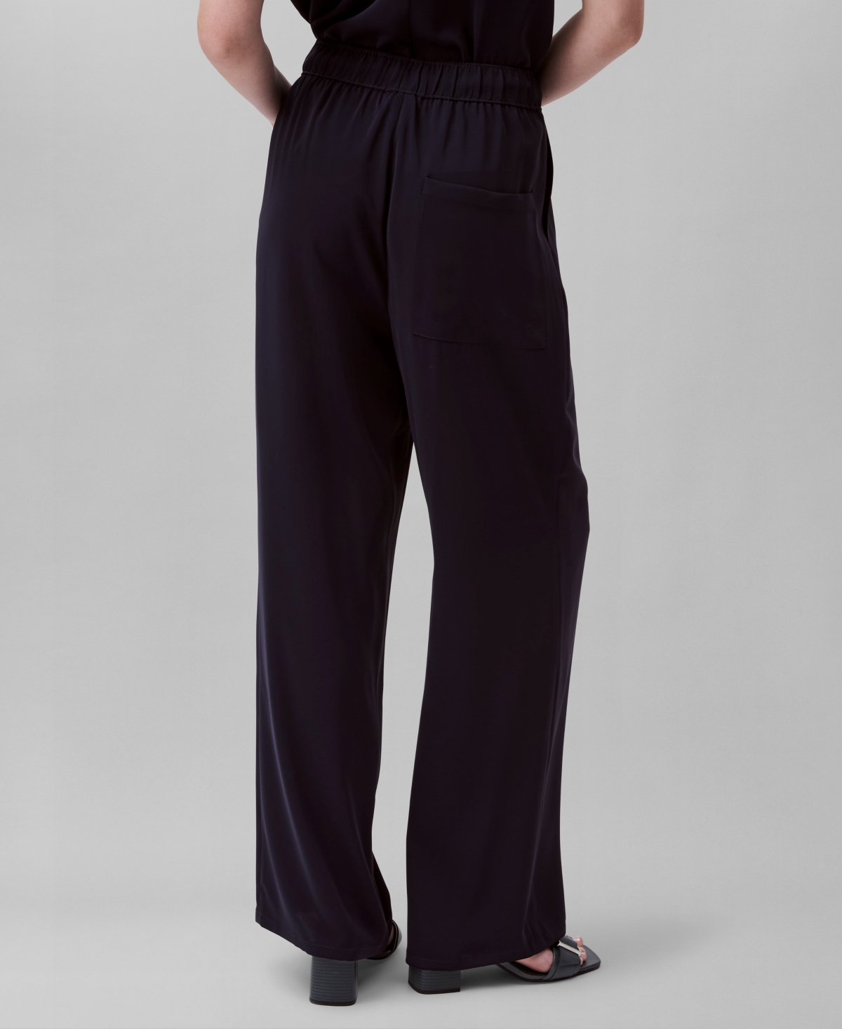 Shop Calvin Klein Women's Wide-leg Pull-on Pants In Baritone Blue