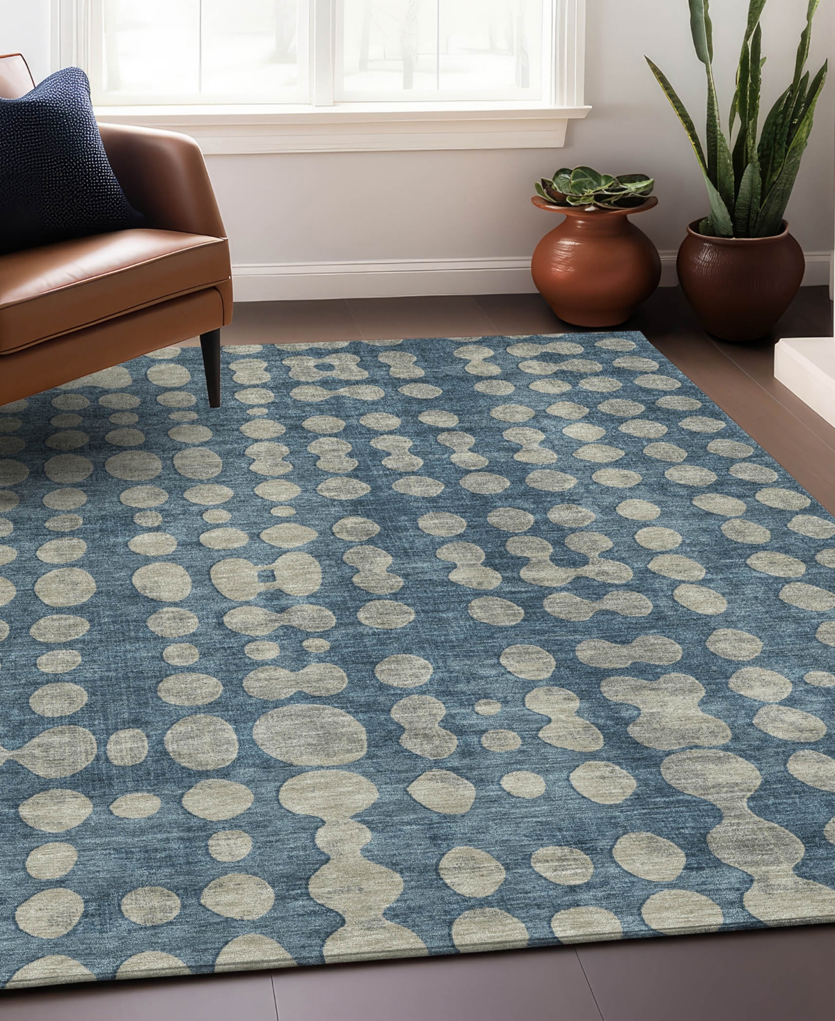 Addison Chantille Machine Washable Acn869 2'6"x3'10" Area Rug In Denim