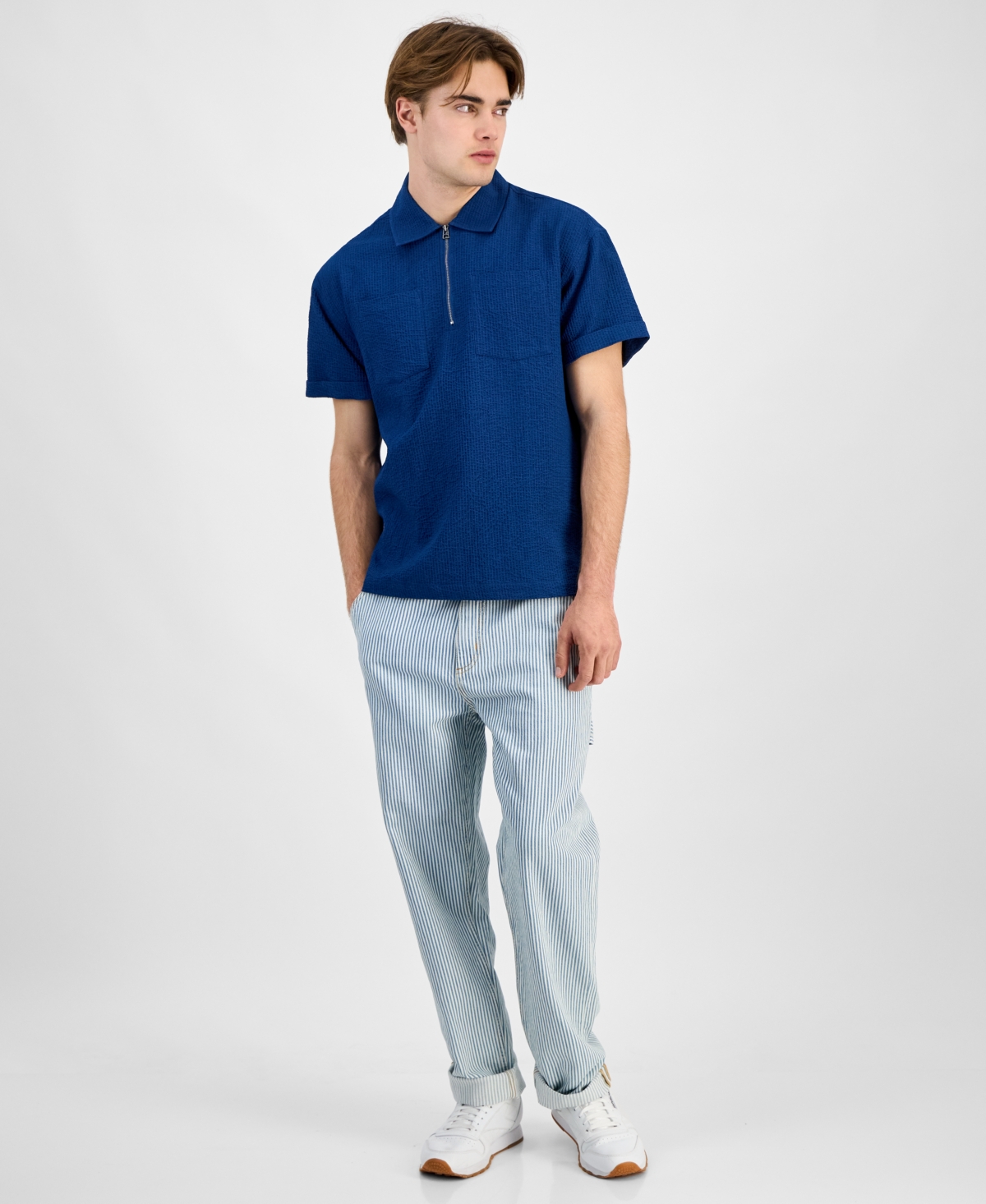 Sun + Stone Men's Bennet Indigo Poplin Shirt, Exclusively At Macy's In Indigo
