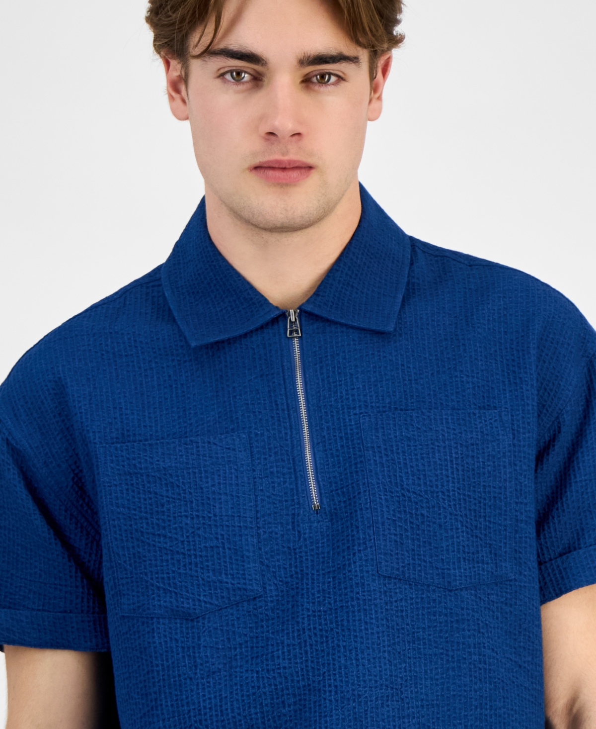 Sun + Stone Men's Bennet Indigo Poplin Shirt, Exclusively At Macy's In Indigo