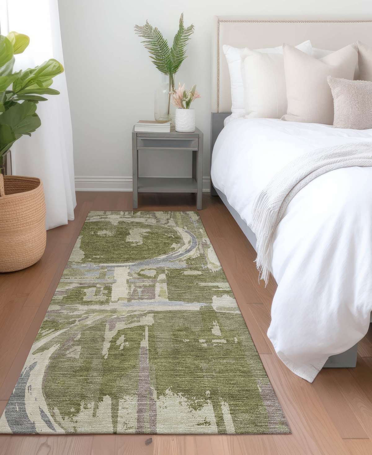 Shop Addison Chantille Machine Washable Acn855 2'3"x7'6" Runner Area Rug In Olive