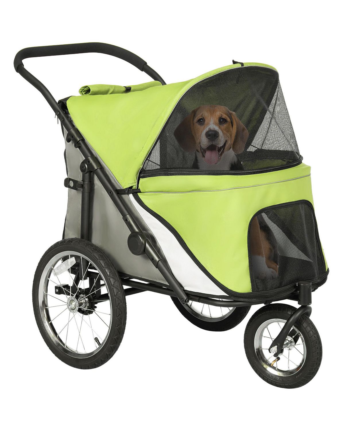 3 Wheels Dog Stroller w/ One-Hand Fold Rubber Wheels ish