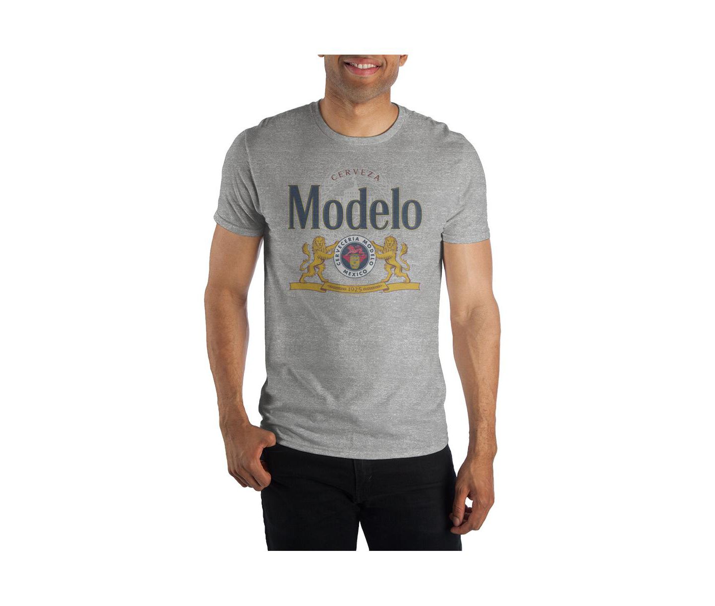Мужская футболка Modelo Beer Logo Gray T-Shirt, цвет: Меланжевый — фото 1