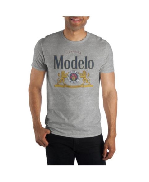 Мужская футболка Modelo Beer Logo Gray T-Shirt, цвет: Меланжевый