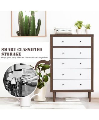 5 Drawer Dresser Wood Chest of Drawers Storage Freestanding Cabinet Organizer