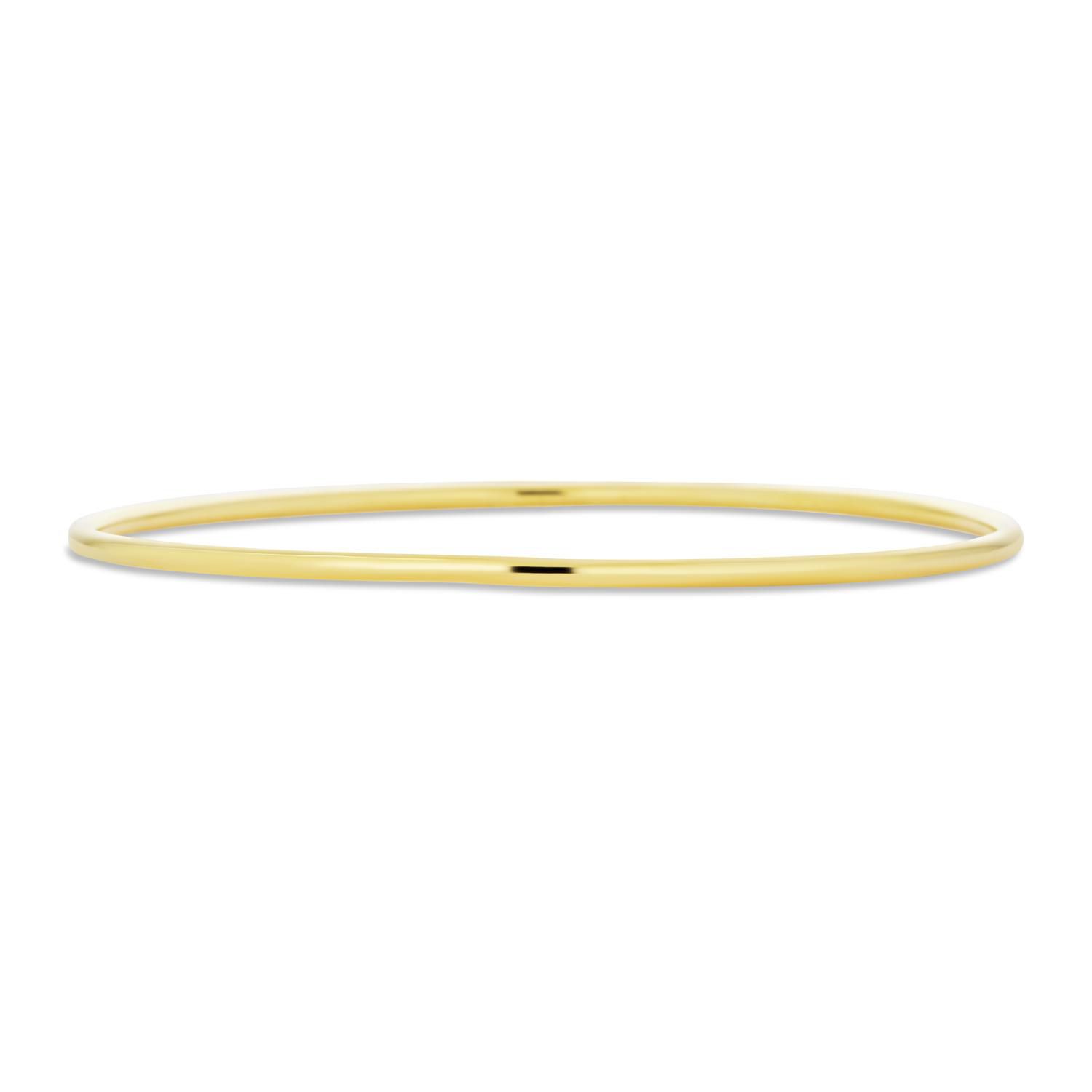 Simple Thin 2MM Round Smooth Bangle Bracelet Stackable Yellow Gold Plated